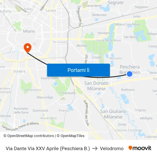 Via Dante Via XXV Aprile (Peschiera B.) to Velodromo map