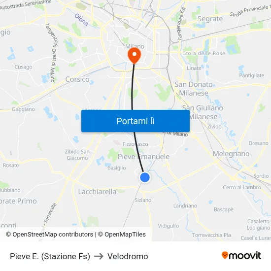 Pieve E. (Stazione Fs) to Velodromo map