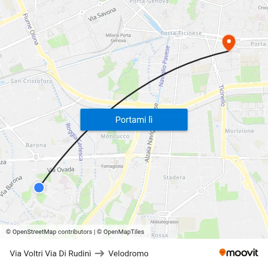 Via Voltri Via Di Rudinì to Velodromo map