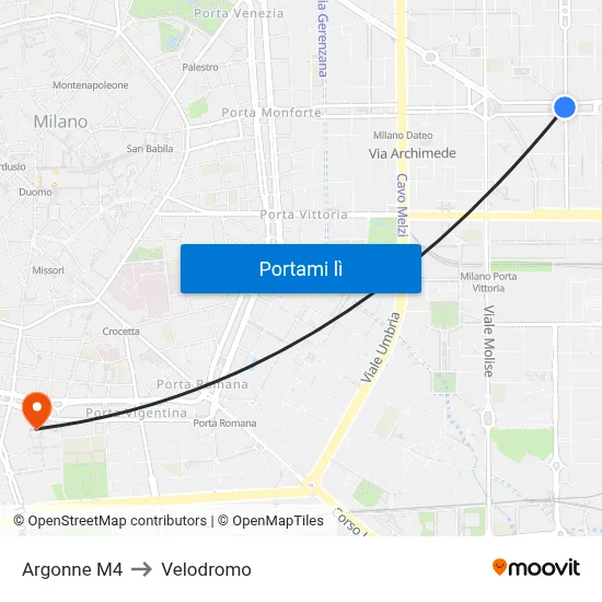Argonne M4 to Velodromo map