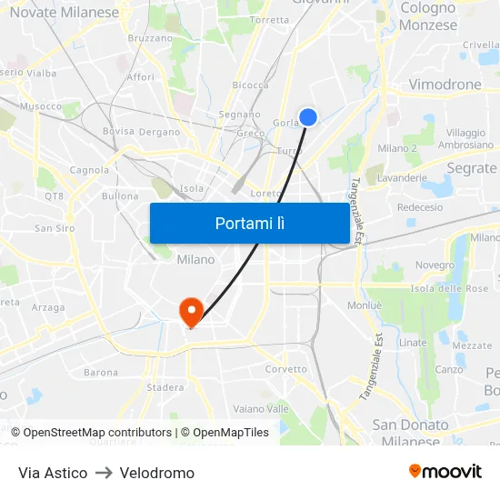 Via Astico to Velodromo map