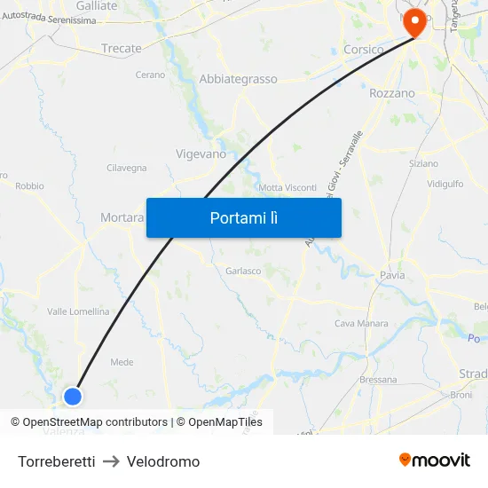 Torreberetti to Velodromo map