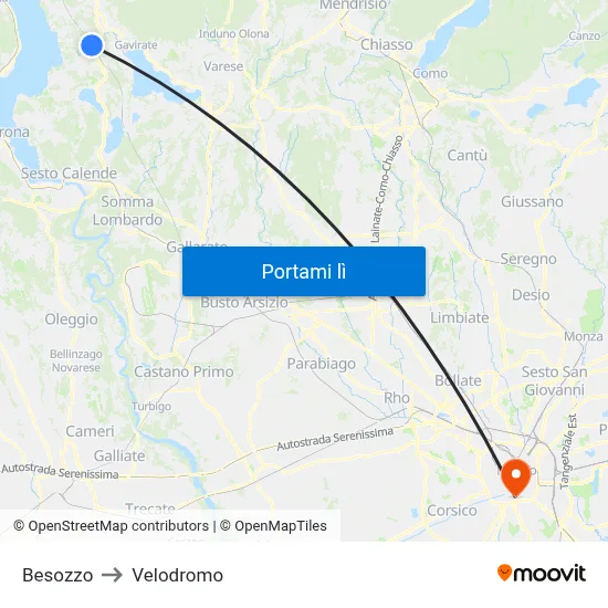 Besozzo to Velodromo map