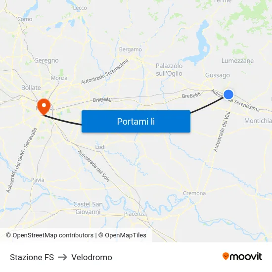 Stazione FS to Velodromo map