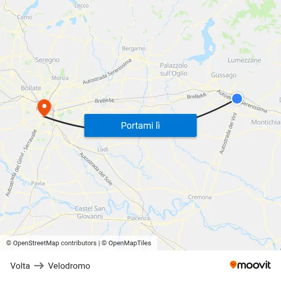 Volta to Velodromo map