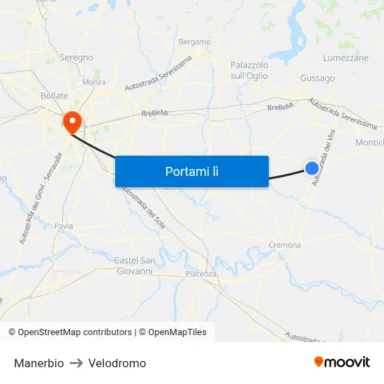 Manerbio to Velodromo map
