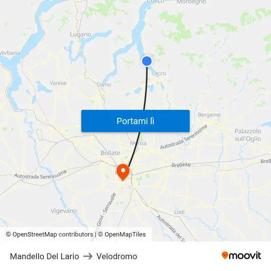 Mandello Del Lario to Velodromo map