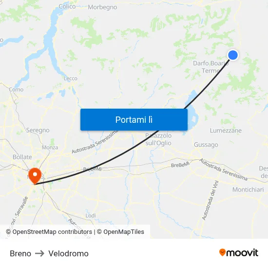 Breno to Velodromo map