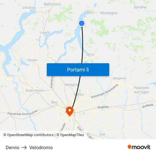 Dervio to Velodromo map