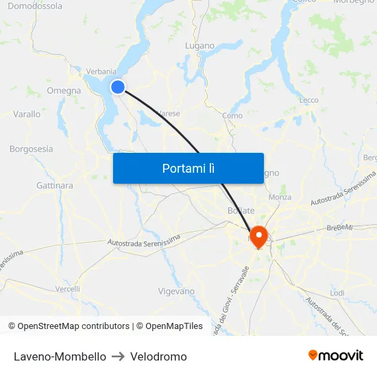Laveno-Mombello to Velodromo map