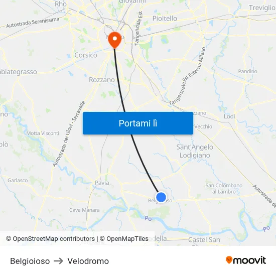 Belgioioso to Velodromo map