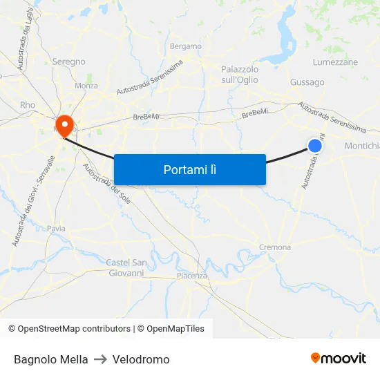 Bagnolo Mella to Velodromo map
