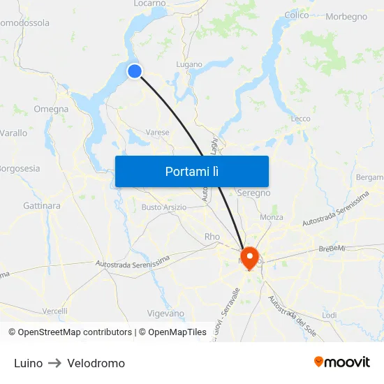 Luino to Velodromo map