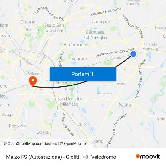 Melzo FS (Autostazione) - Giolitti to Velodromo map