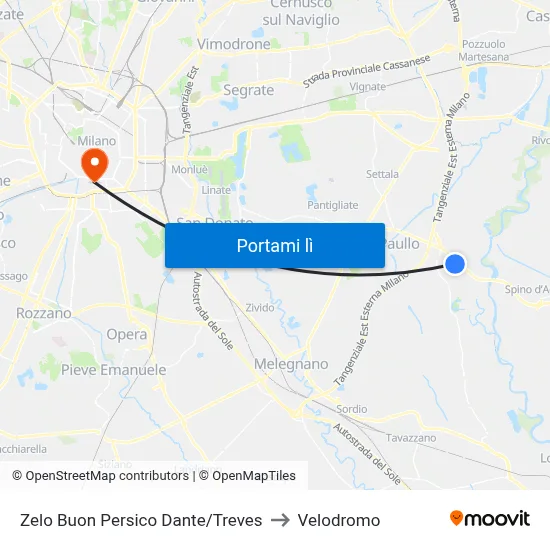 Zelo Buon Persico Dante/Treves to Velodromo map