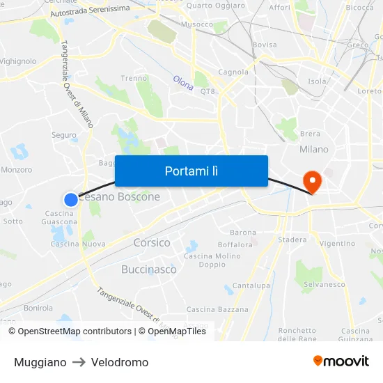 Muggiano to Velodromo map