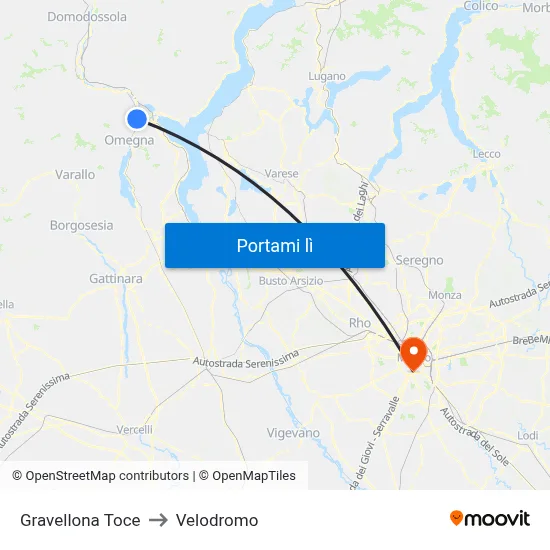 Gravellona Toce to Velodromo map