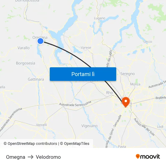 Omegna to Velodromo map