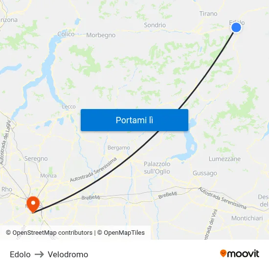 Edolo to Velodromo map