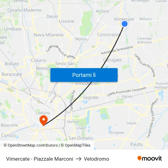 Vimercate - Piazzale Marconi to Velodromo map