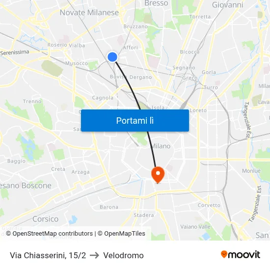 Via Chiasserini, 15/2 to Velodromo map