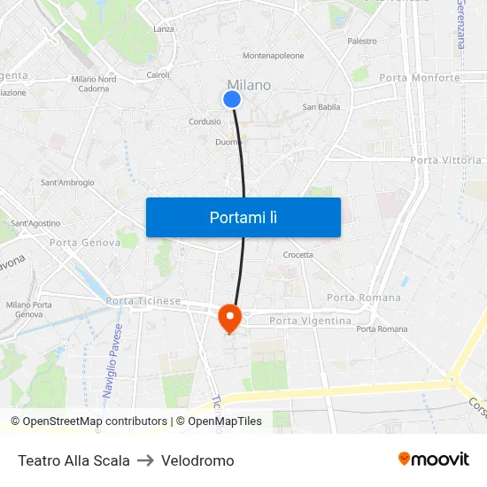 Teatro Alla Scala to Velodromo map