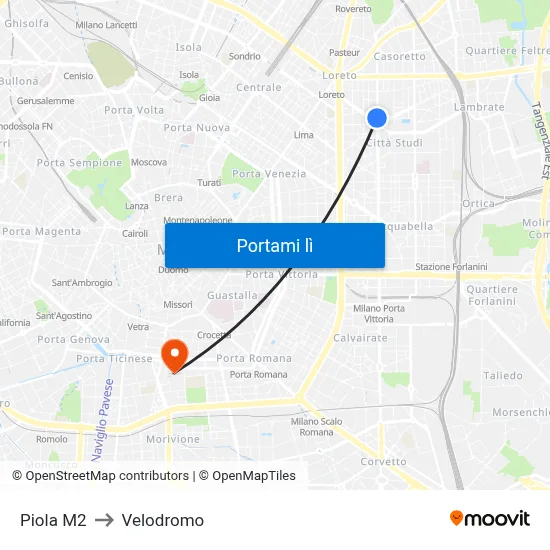 Piola M2 to Velodromo map