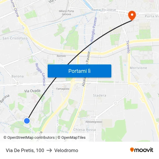 Via De Pretis, 100 to Velodromo map