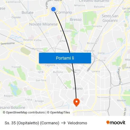 Ss. 35 (Ospitaletto) (Cormano) to Velodromo map
