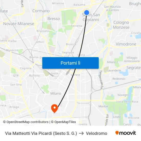 Via Matteotti Via Picardi (Sesto S. G.) to Velodromo map