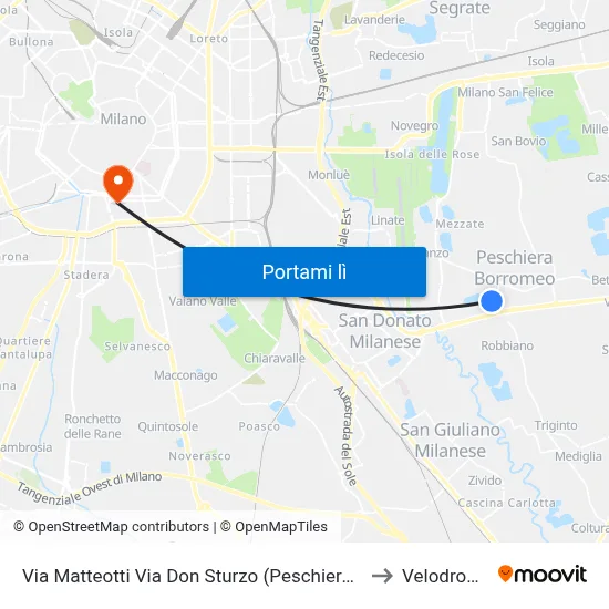 Via Matteotti Via Don Sturzo (Peschiera B.) to Velodromo map