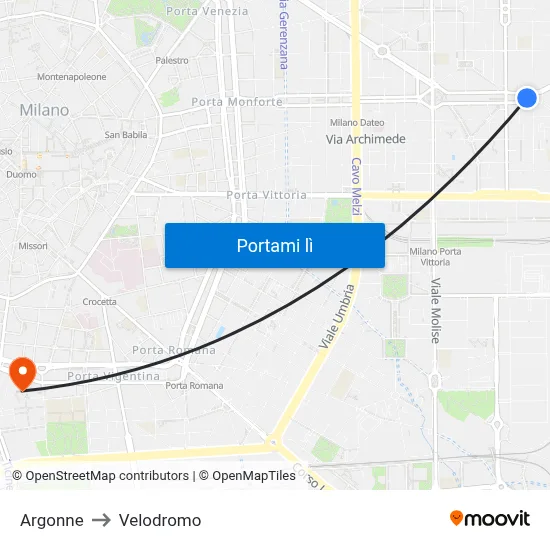 Argonne to Velodromo map