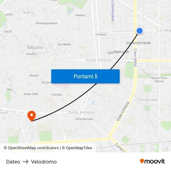 Dateo to Velodromo map