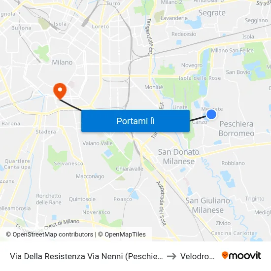 Via Della Resistenza Via Nenni (Peschiera B.) to Velodromo map