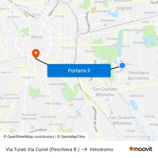 Via Turati Via Curiel (Peschiera B.) to Velodromo map