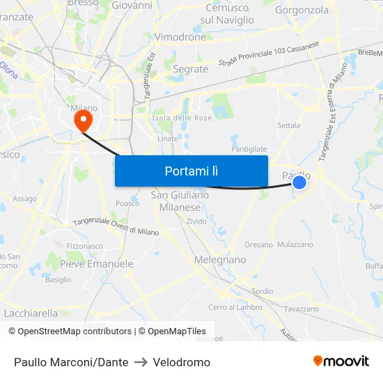 Paullo Marconi/Dante to Velodromo map