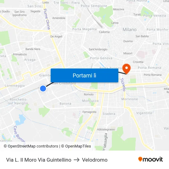 Via L. Il Moro Via Guintellino to Velodromo map