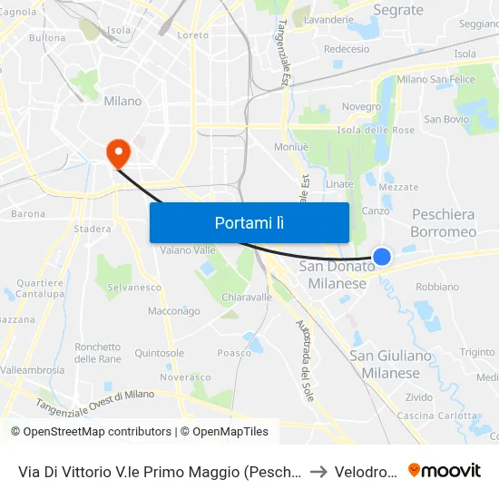 Via Di Vittorio V.le Primo Maggio (Peschiera B.) to Velodromo map