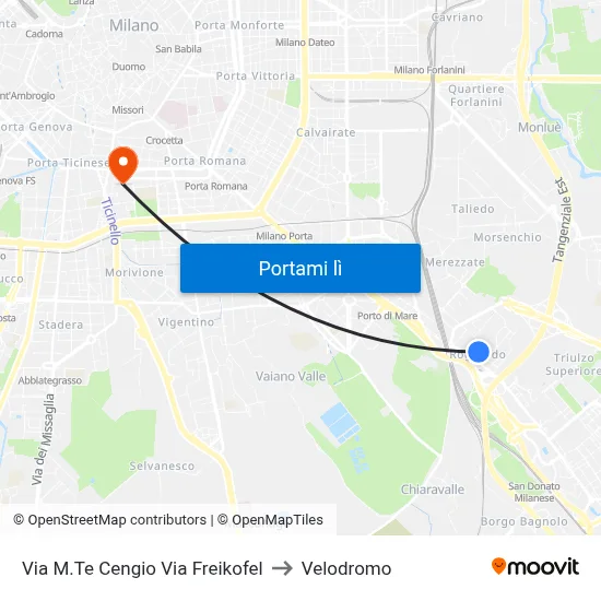 Via M.Te Cengio Via Freikofel to Velodromo map