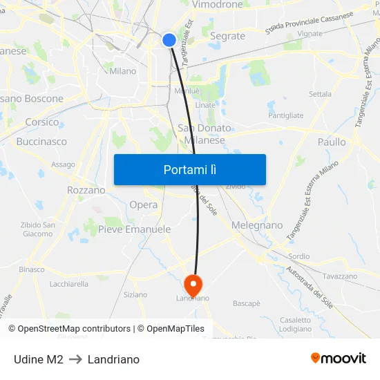 Udine M2 to Landriano map