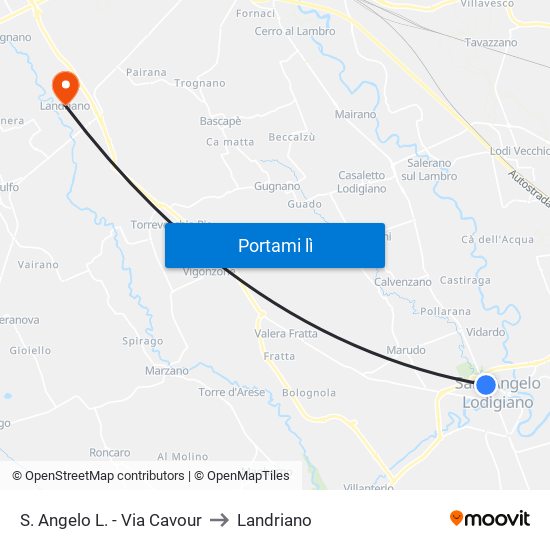 S. Angelo L. - Via Cavour to Landriano map