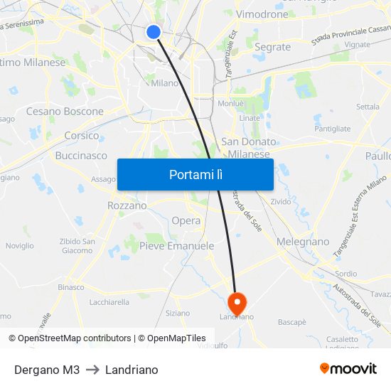 Dergano M3 to Landriano map