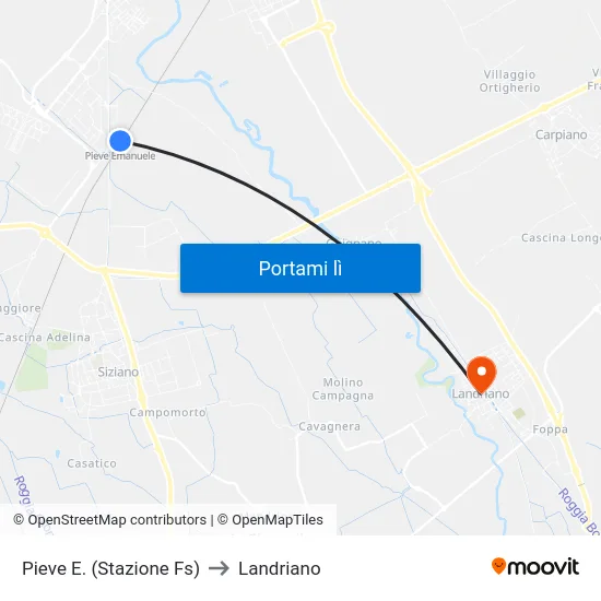 Pieve E. (Stazione Fs) to Landriano map