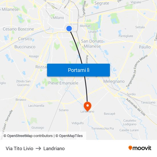 Via Tito Livio to Landriano map