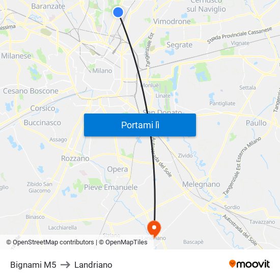 Bignami M5 to Landriano map