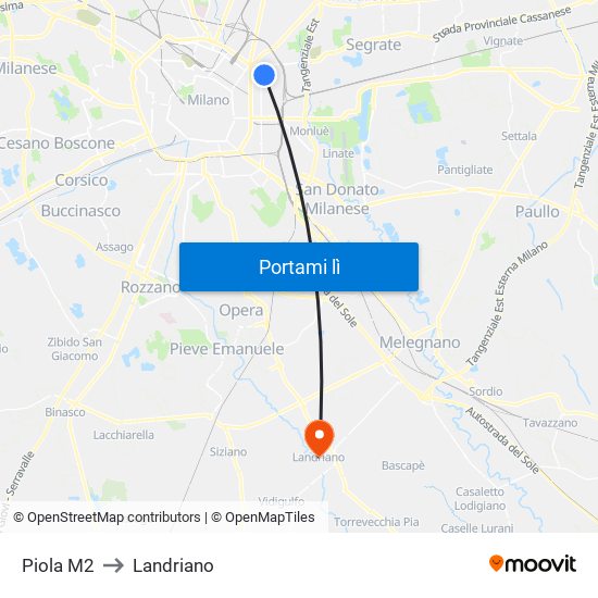 Piola M2 to Landriano map