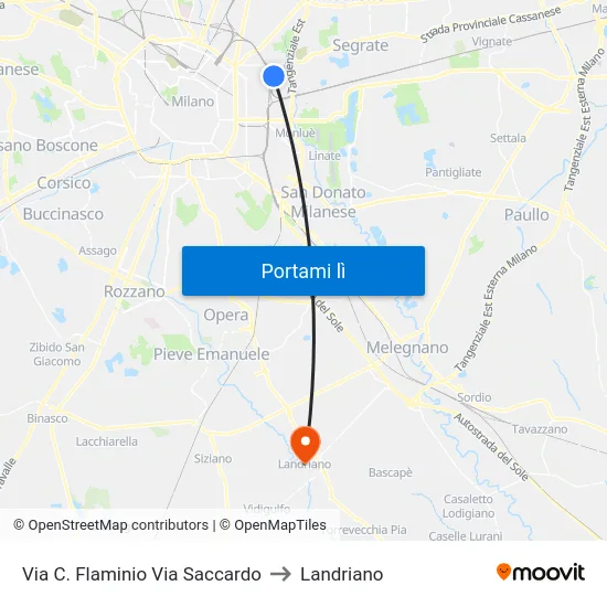 Via C. Flaminio Via Saccardo to Landriano map