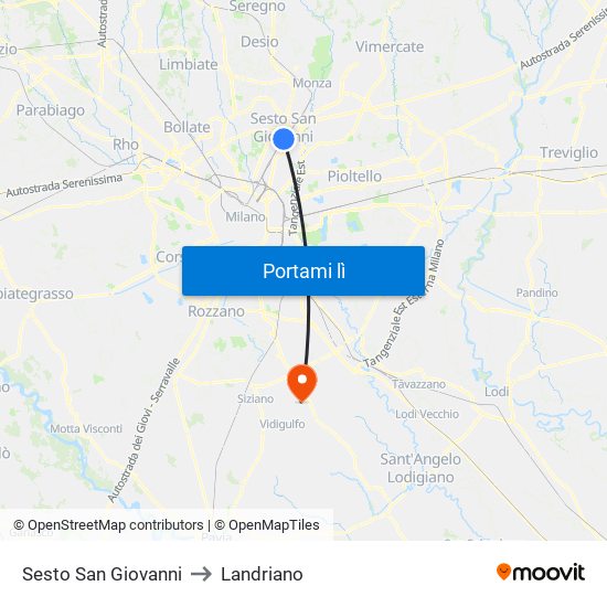Sesto San Giovanni to Landriano map