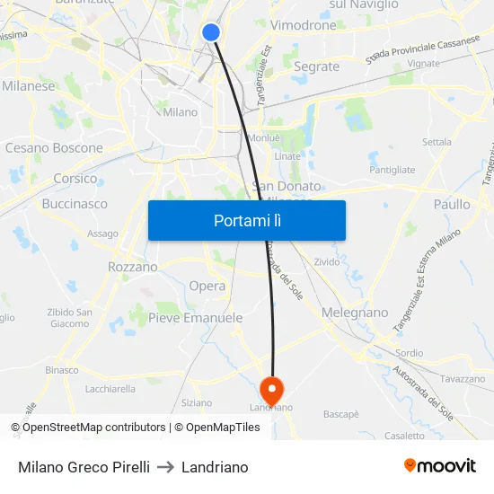 Milano Greco Pirelli to Landriano map