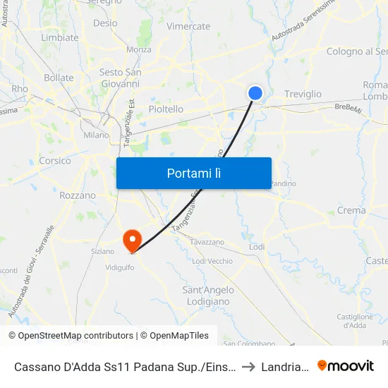 Cassano D'Adda Ss11 Padana Sup./Einstein to Landriano map